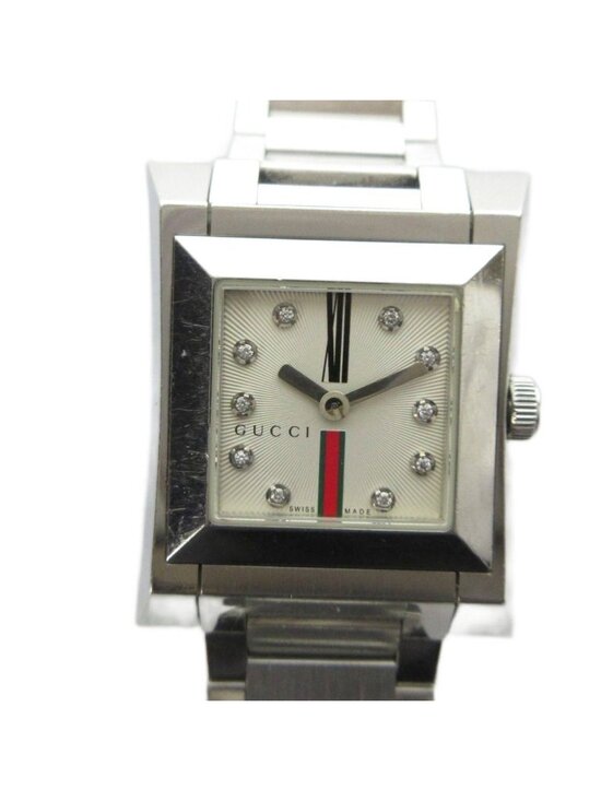 Gucci Watch Quartz Sherry Line Roman Diamond Square Silver